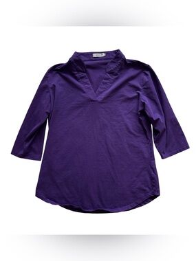 Ceasikery Purple 3/4 Sleeve V-Neck Tunic Top Women’s Large